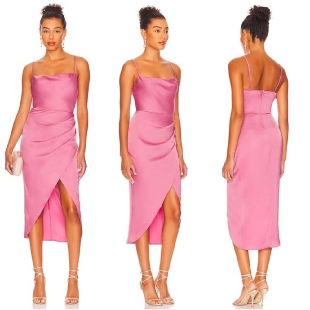 NWT MORE TO COME Adonia Wrap Midi Dress In Pink Size XXS